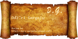 Déri Gergely névjegykártya